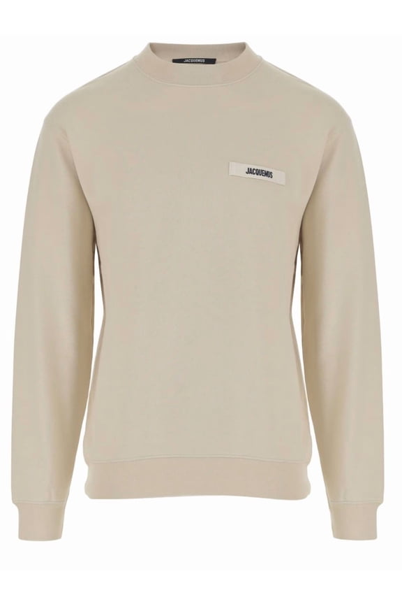 Beige Crew Neck Sweatshirt With Grosgrain Detailing (Men's)