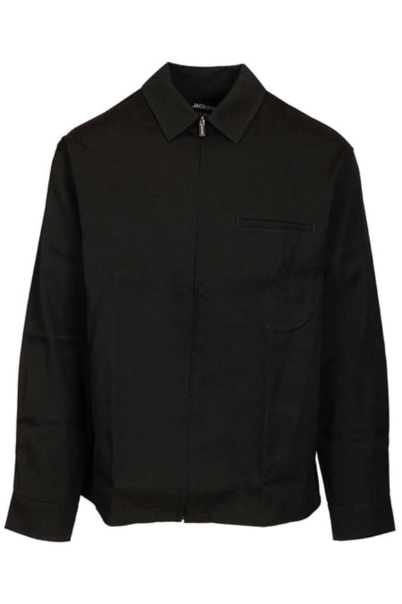Black Workwear Design Virgin Wool Shirt (Men's)