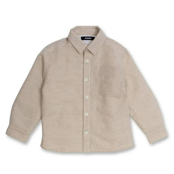 Jacquemus Boys Long-Sleeve Linen-Blend Overshirt, Size 4Y