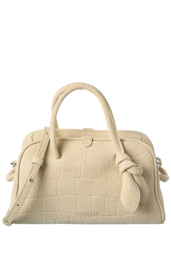 The Turismo Small Croc-Embossed Suede Shoulder Bag, White