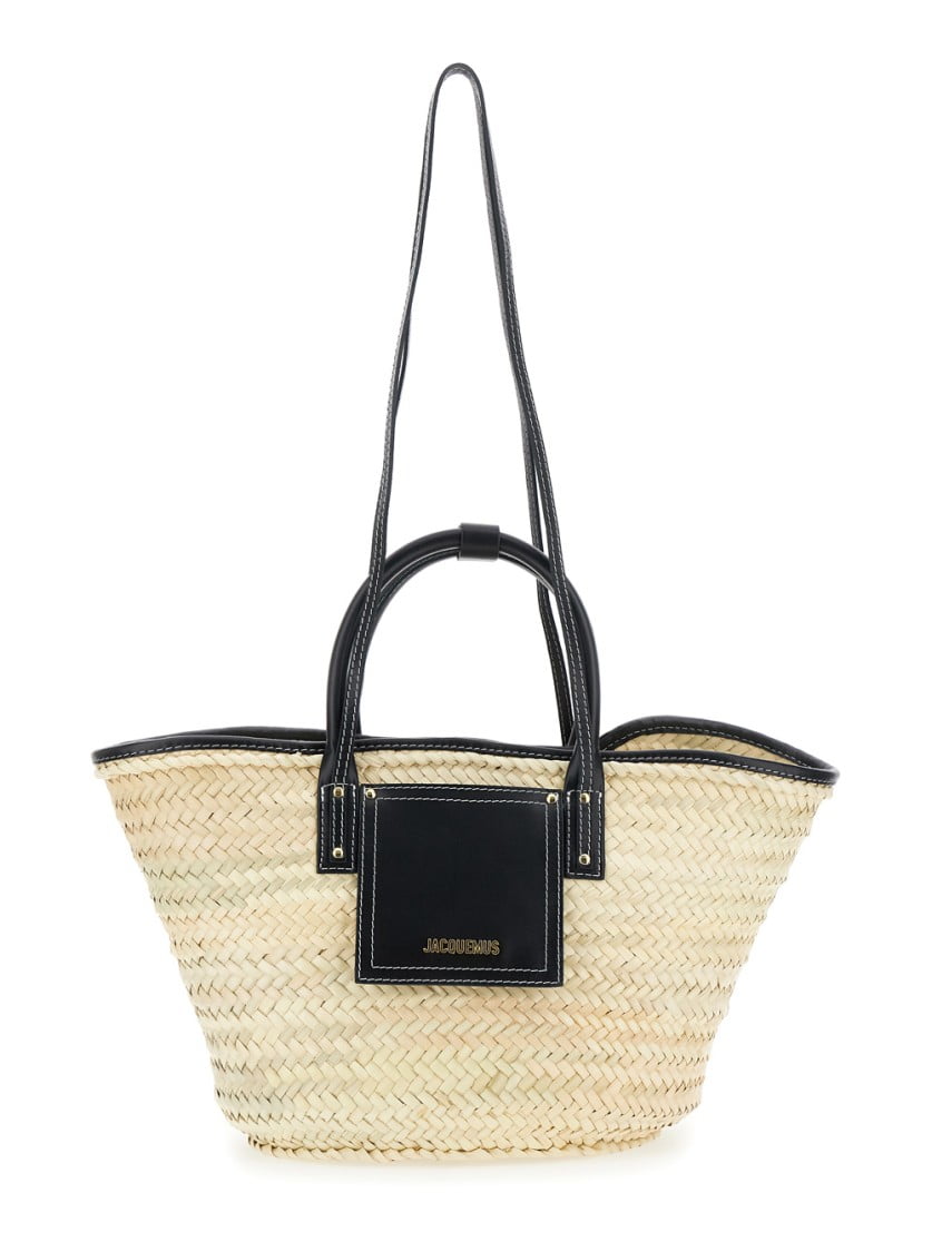 【JACQUEMUS】 'Le Panier Soli' shopping bag Beige Jacquemus Women's Le Panier Soli Shopping Bag - Leather