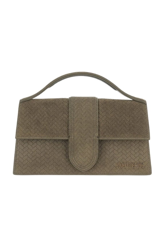 Women's Structured Suede Leather Le Bambino Bag Grey