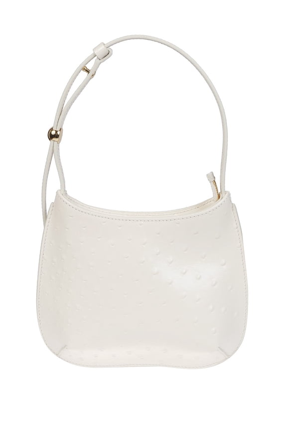 Women's White Curved Shape Leather Shoulder Bag White