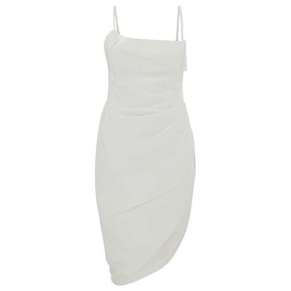Jacquemus Woman La Robe Saudade' Mini White Draped Dress In Viscose Blend White Sizes FR 32-60