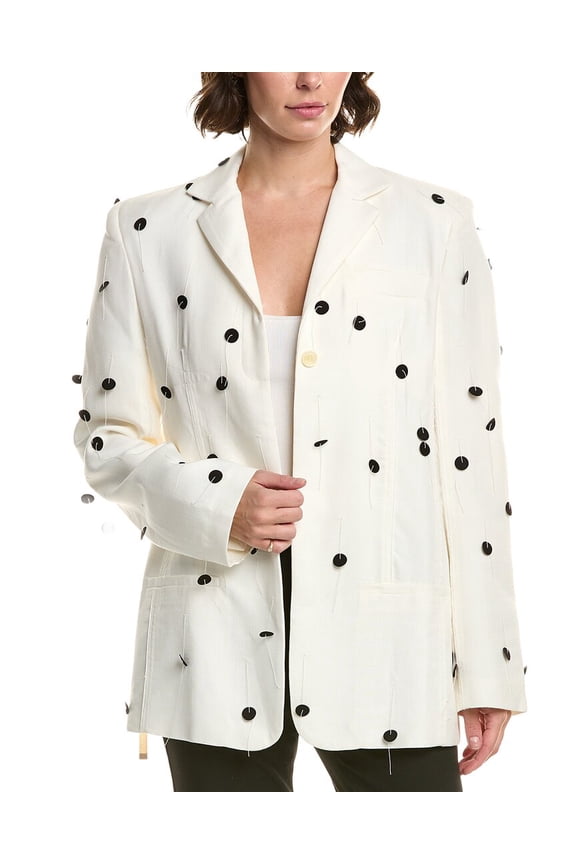 womens La Veste Brodee Blazer, 34, White