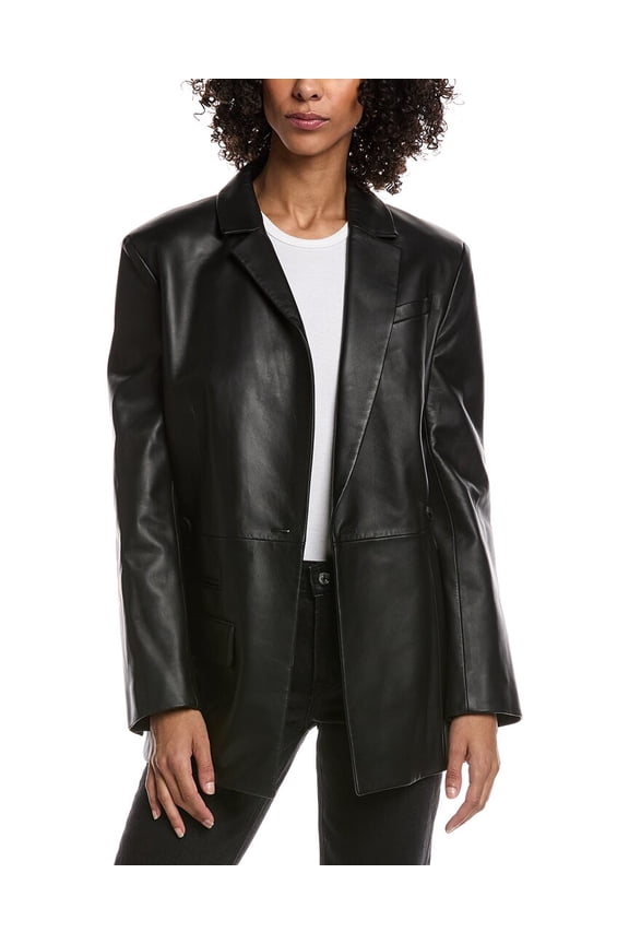 womens Leather Jacket, 34, Black