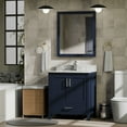 thumbnail image 1 of Jacques 30 in. W x 22 in. D Navy Blue Bath Vanity, Carrara Marble Top, and 28 in. Mirror, 1 of 9
