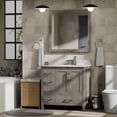 thumbnail image 1 of Jacques 36 in W Right Offset Distressed Grey Bath Vanity, Carrara Marble Top, & Faucet Set, 1 of 9