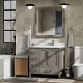 thumbnail image 1 of Jacques 36 in. W Right Offset Distressed Grey Bath Vanity, White Quartz Top, & Faucet Set, 1 of 9
