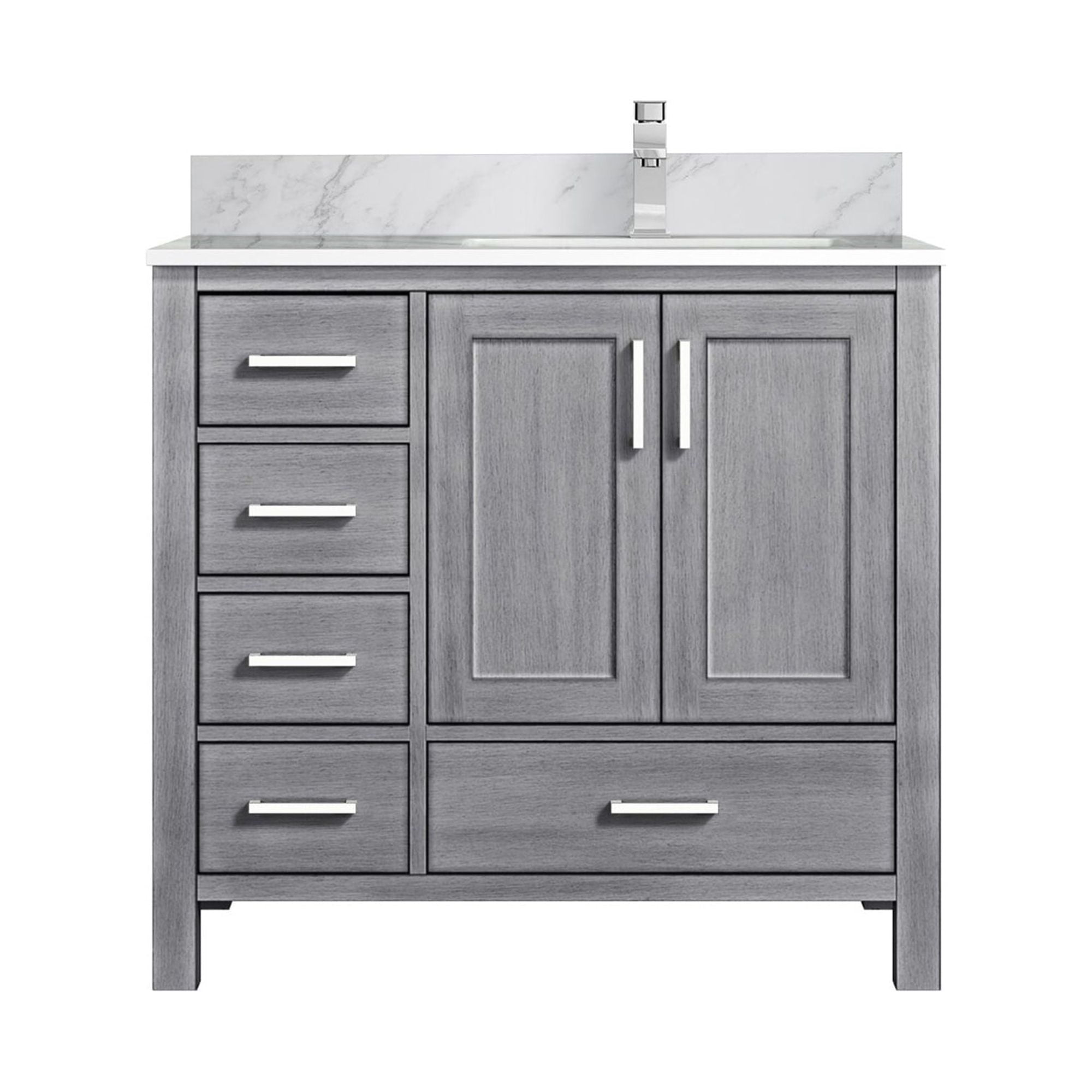 Jacques 36 in. W x 22 in. D Right Offset Distressed Grey Bath Vanity