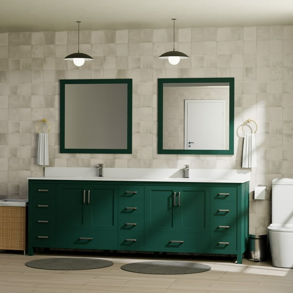 Jacques 84 in. W x 22 in. D Green Double Bath Vanity and Cultured Marble Top