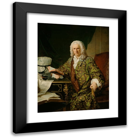 Jacques-André-Joseph Aved 20x24 Black Modern Framed Museum Art Print Titled - Portrait of Marc De Villiers, Secretary of the King