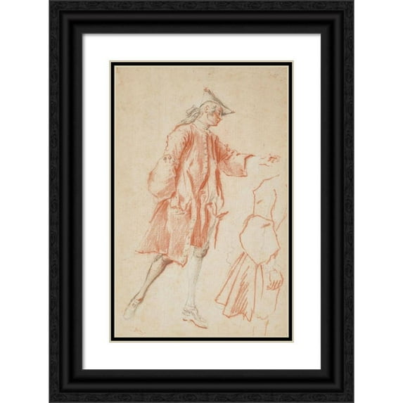 Jacques André Portail 13x18 Black Ornate Wood Framed Double Matted Museum Art Print Titled - Standing Man Turned to the Right