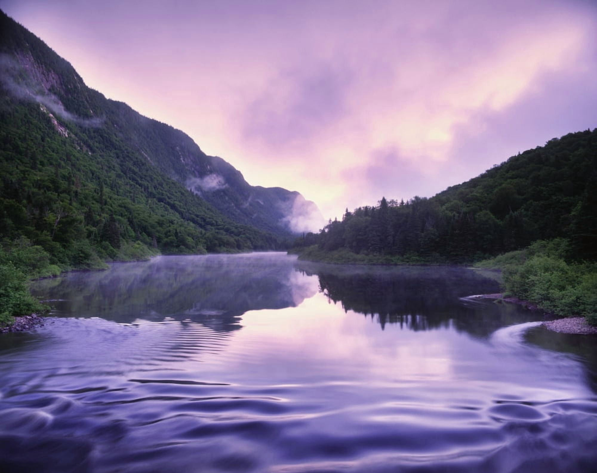 Jacques-Cartier River And Mist At Dawn Jacques-Cartier National Park Quebec Canvas Art - Yves Marcoux Design Pics (17 x 14)