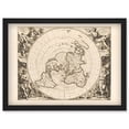 thumbnail image 1 of Jacques Cassini Flat Earth Map 1713 Sepia Colour Terrestrial Planisphere According to Astronomers New Observations Decorative World Polar Projection Artwork Framed Wall Art Print A4, 1 of 4