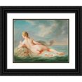 thumbnail image 1 of Jacques Charlier 14x12 Black Ornate Wood Framed Double Matted Museum Art Print Titled: A Naiad Lying Upon a Dolphin, 1 of 5
