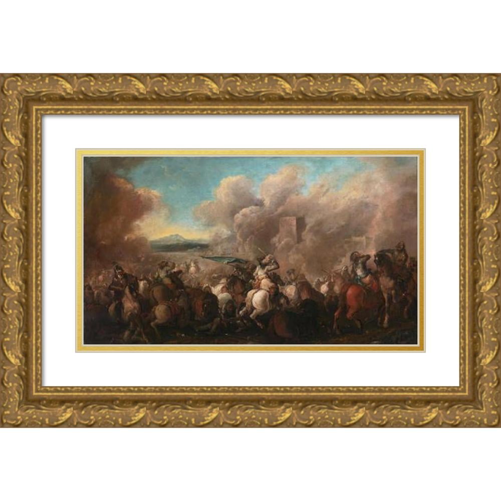 Jacques Courtois 18x12 Gold Ornate Wood Frame and Double Matted Museum