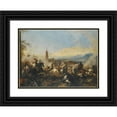 thumbnail image 1 of Jacques Courtois 24x19 Black Ornate Framed Double Matted Museum Art Print Titled: A Cavalry Engagement, a Cathedral Beyond, 1 of 5