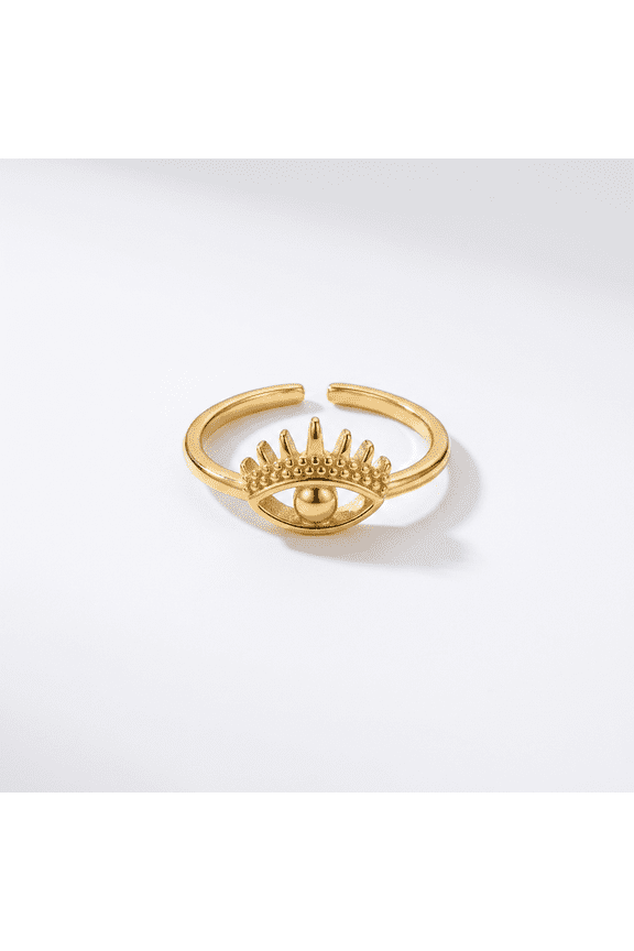 Evil Eye Ring Gold Beaded Texture Open Adjustable Protection Jewelry Gift for Women