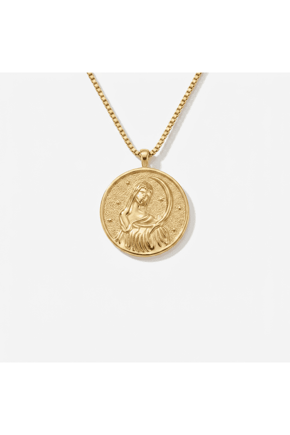 Selene Goddess Necklace Gold Moon Pendant Greek Lunar Jewelry Celestial Gift for Women