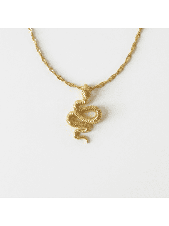 Snake Necklace Gold Serpent Pendant Rebirth Jewelry Transformation Gift for Women