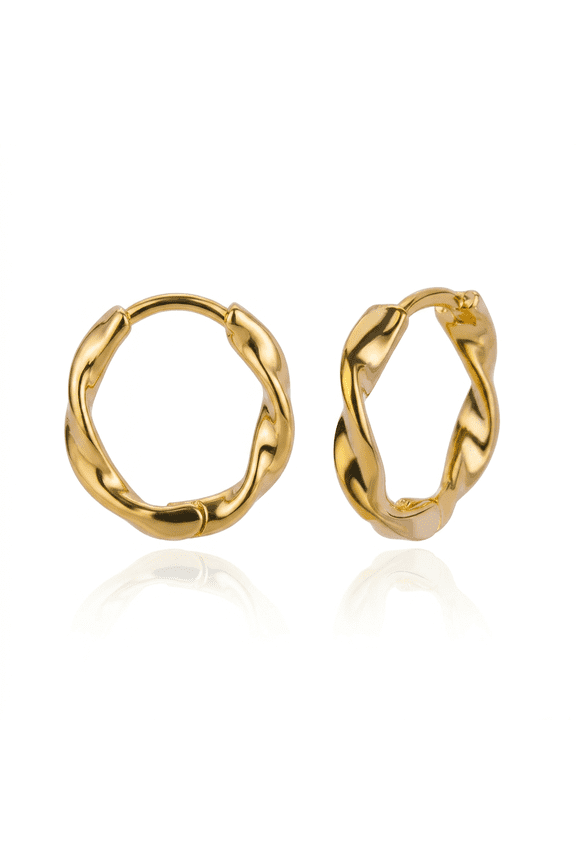 Twisted Rope Helix Huggie Earrings Gold Spiral Texture Minimalist Jewelry Gift for Women
