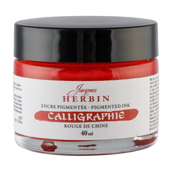 Jacques Herbin 11327T - Calligraphy ink - Rouge de chine/ Chinese red 40ml - Made in France - Writing, Creative, Leisure, Drawing, Calligraphy, Arts & Crafts