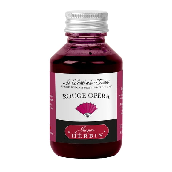 Jacques Herbin 17068T - Writing ink bottle - size 100ml - Fountain pens - Roller pens - Rouge Opra colour - Drawing - Writing - Painting - Calligraphy
