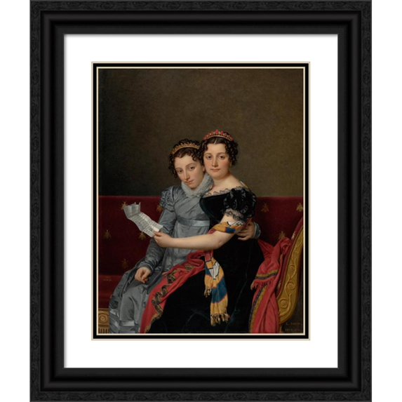 Jacques Louis David 15x18 Black Ornate Wood Framed Double Matted Museum Art Print Titled - The Sisters Zenaide and Charlotte Bonaparte