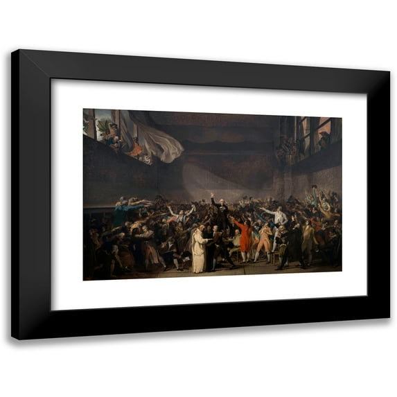 Jacques Louis David 24x17 Black Modern Framed Museum Art Print Titled - Oath of the Jeu De Paume, June 20, 1789 (1791)