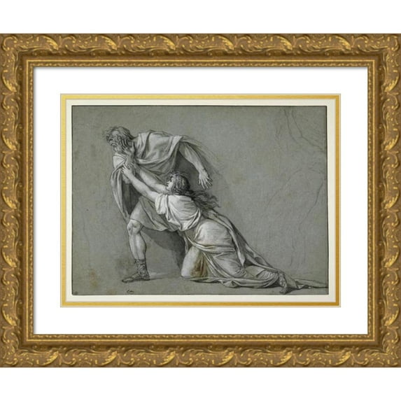 Jacques Louis David 24x19 Gold Ornate Framed and Double Matted Museum Art Print Titled - The Departure of Marcus Attilius Regulus for Carthage (1785)