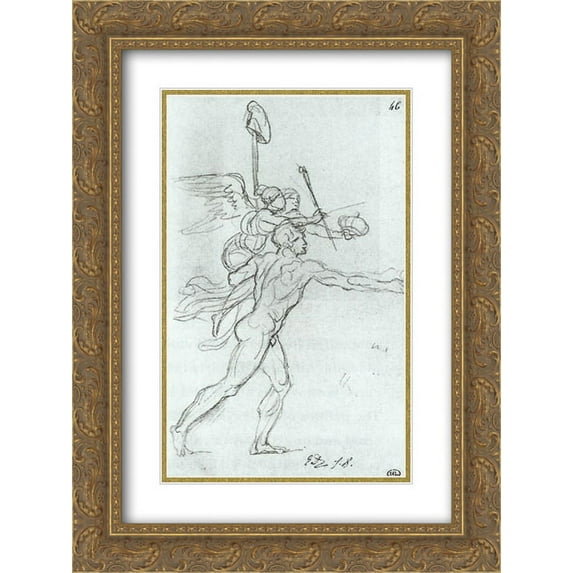 Jacques Louis David 2x Matted 18x24 Gold Ornate Framed Art Print 'Allegory of the French People Offering the Crown and Sceptre to the King'