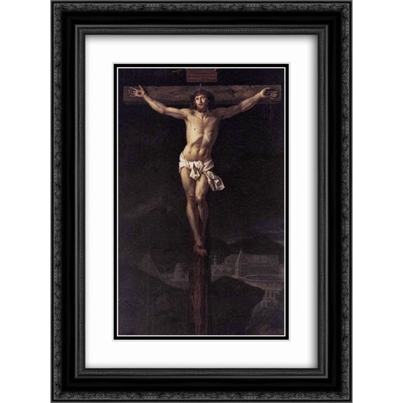 Jacques Louis David 2x Matted 20x24 Black Ornate Framed Art Print 'Christ on the Cross'