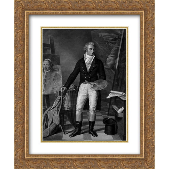 Jacques Louis David 2x Matted 20x24 Gold Ornate Framed Art Print 'Jacques Louis David In his workshop'