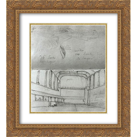 Jacques Louis David 2x Matted 20x24 Gold Ornate Framed Art Print 'View of the interior of the tennis court'