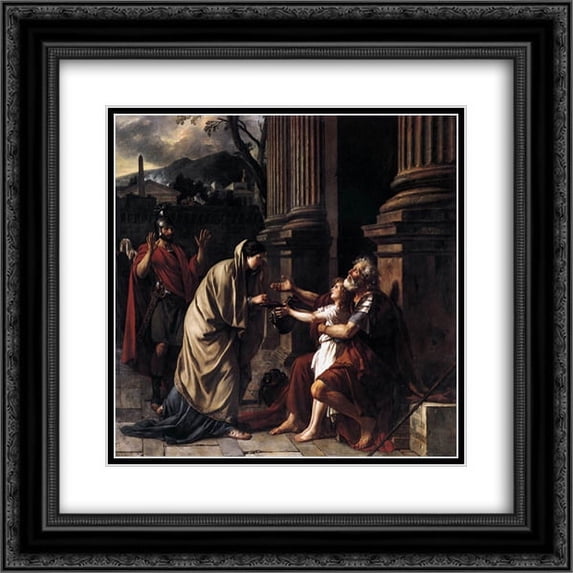 Jacques Louis David 2x Matted 22x20 Black Ornate Framed Art Print 'Belisarius Begging for Alms'