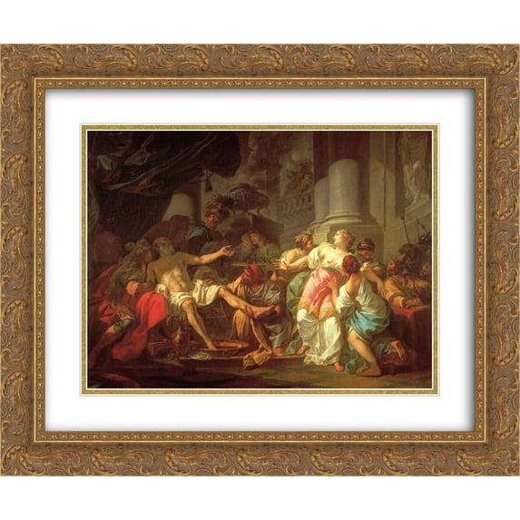 Jacques Louis David 2x Matted 24x20 Gold Ornate Framed Art Print 'The Death of Seneca'