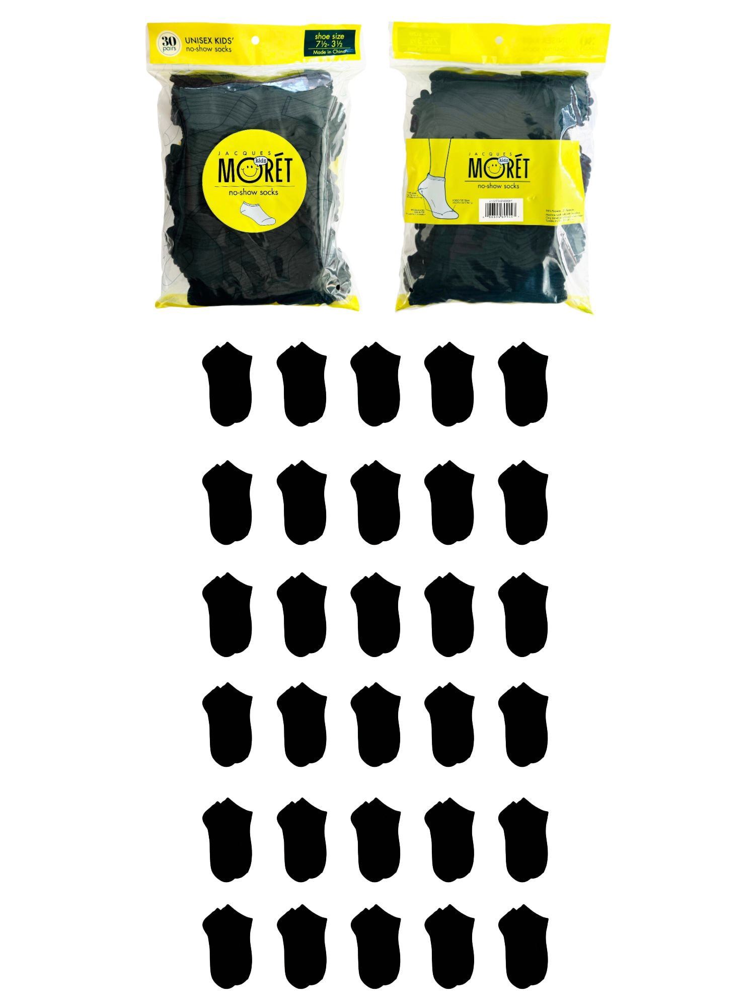 Jacques Moret Kid s No Show Socks 30 Pack Size 7 5 3 5