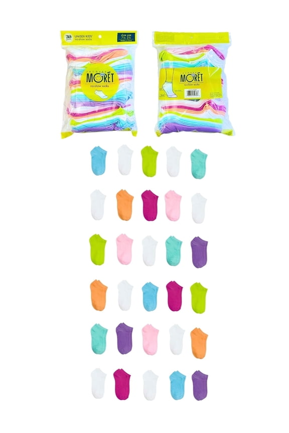 Kid's No-Show Socks, 30-Pack, Size 7.5-3.5