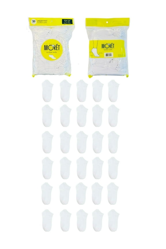 Kid's No-Show Socks, 30-Pack, Size 7.5-3.5