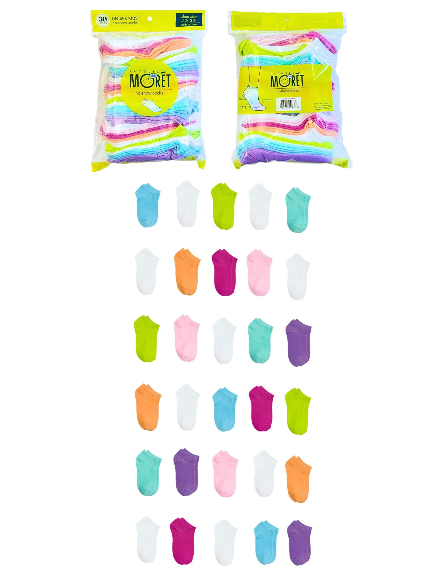 Jacques Moret Kid s No Show Socks 30 Pack Size 7 5 3 5