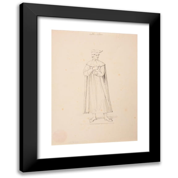 Jacques-Raymond Brascassat 11x14 Black Modern Framed Museum Art Print Titled - Italian Noble, 15th Century.