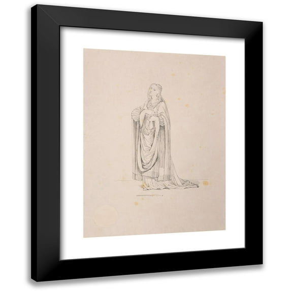 Jacques-Raymond Brascassat 11x14 Black Modern Framed Museum Art Print Titled - Young Woman in 15th Century Costume.