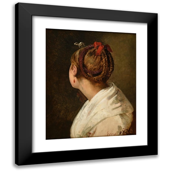 Jacques-Raymond Brascassat 12x14 Black Modern Framed Museum Art Print Titled - Head of a Young Roman (1828)
