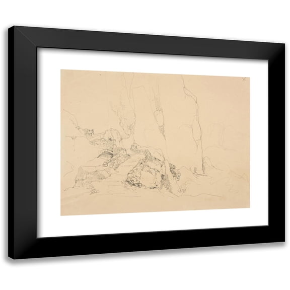 Jacques-Raymond Brascassat 14x12 Black Modern Framed Museum Art Print Titled - Mountainside Path