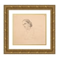 thumbnail image 1 of Jacques-Raymond Brascassat 16x15 Gold Ornate Wood Frame and Double Matted Museum Art Print Titled - Woman's Head Study, 1 of 4
