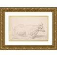 thumbnail image 1 of Jacques-Raymond Brascassat 18x13 Gold Ornate Wood Frame and Double Matted Museum Art Print Titled - Beef Lying, 1 of 4