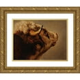 thumbnail image 1 of Jacques-Raymond Brascassat 18x14 Gold Ornate Wood Frame and Double Matted Museum Art Print Titled - Cow's Head, 1 of 4