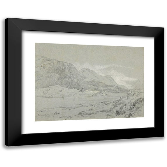 Jacques-Raymond Brascassat 24x18 Black Modern Framed Museum Art Print Titled - Lake in Scotland (1850)