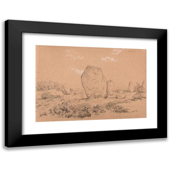 Jacques-Raymond Brascassat 24x18 Black Modern Framed Museum Art Print Titled - Menhirs in Kermario